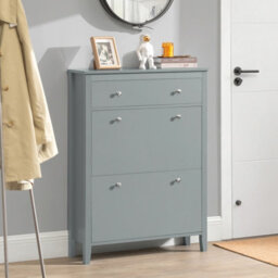 Sobuy Fsr89-Hg, Shoe Cabinet Shoe Rack Shoe Storage Cupboard Organizer Unit, Grey,w80Xd25Xh108 - thumbnail 2
