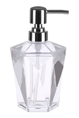 Orsina Clear Acrylic Soap Dispenser, 3D Geometric Silver Pump Soap Dispenser, Textured Surface Hand Soap Pump - image 1