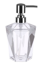 Orsina Clear Acrylic Soap Dispenser, 3D Geometric Silver Pump Soap Dispenser, Textured Surface Hand Soap Pump - thumbnail 1