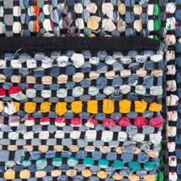 Beliani Handwoven Cotton Rag Rug 140 X 200 Cm Rectangular Multicolour Navy Boho Living Room Rug - thumbnail 6