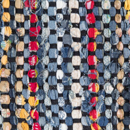 Beliani Handwoven Cotton Rag Rug 140 X 200 Cm Rectangular Multicolour Navy Boho Living Room Rug - thumbnail 5