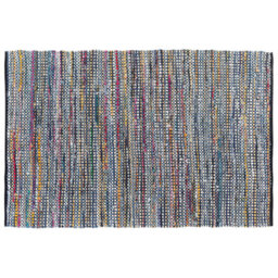 Beliani Handwoven Cotton Rag Rug 140 X 200 Cm Rectangular Multicolour Navy Boho Living Room Rug - thumbnail 1
