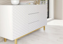 Diamond Luxe Sideboard 140Cm Luxury White Cabinet With Push To Open Storage - Creative Furniture - thumbnail 5