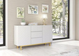 Diamond Luxe Sideboard 140Cm Luxury White Cabinet With Push To Open Storage - Creative Furniture - thumbnail 8