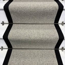 RainbowHome Squirrel Grey Wool Stair Runner With 100% Cotton Black Border Sample - thumbnail 3