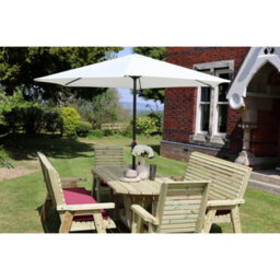 Churnet Valley Garden Furniture Ltd Ergo Table Set - Incl. 2 Bench & 2 Chair - L240 X W140 X H105 Cm - Minimal Assembly Required - Set Of Waterproof Cushions Included - thumbnail 5