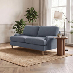 Furniturebox Uk Bernie Blue Chenille Fabric 2 Seater Sofa - thumbnail 3