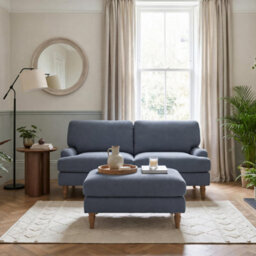 Furniturebox Uk Bernie Blue Chenille Fabric 2 Seater Sofa - thumbnail 7