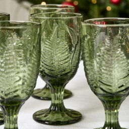 Dibor Set Of 12 Vintage Luxury Green Leaf Embossed Drinking Glass Spring Summer Wine Goblets 230Ml - thumbnail 3