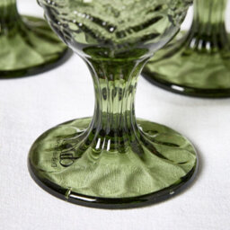 Dibor Set Of 12 Vintage Luxury Green Leaf Embossed Drinking Glass Spring Summer Wine Goblets 230Ml - thumbnail 5