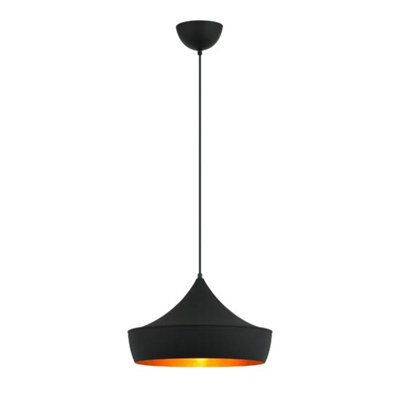 Bubly Bathrooms Dawson Matt Black & Gold Ip44 Bathroom Pendant Light With Adjustable 1.3M Drop - E27 Fitting - image 1