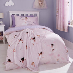 Catherine Lansfield Bedding Dancing Fairies Reversible Junior Duvet Cover Set With Pillowcases Pink - thumbnail 1