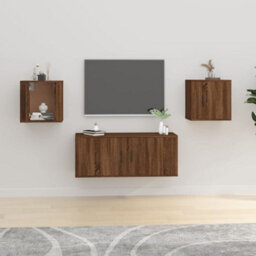 Berkfield Wall Mounted Tv Cabinets 2 Pcs Brown Oak 40X34.5X40 Cm - thumbnail 1