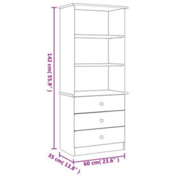 Berkfield Bookcase With Drawers Alta White 60X35X142 Cm Solid Wood Pine - thumbnail 8