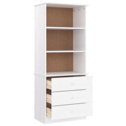 Berkfield Bookcase With Drawers Alta White 60X35X142 Cm Solid Wood Pine - thumbnail 4