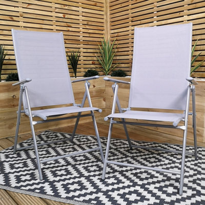 Samuel Alexander Set Of 2 Outdoor Garden Patio Multi Position Reclining Folding Chair In Grey - image 1