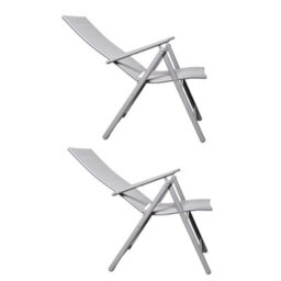 Samuel Alexander Set Of 2 Outdoor Garden Patio Multi Position Reclining Folding Chair In Grey - thumbnail 8