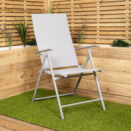 Samuel Alexander Set Of 2 Outdoor Garden Patio Multi Position Reclining Folding Chair In Grey - thumbnail 3