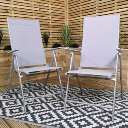 Samuel Alexander Set Of 2 Outdoor Garden Patio Multi Position Reclining Folding Chair In Grey - thumbnail 1
