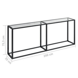 Berkfield Console Table Transparent 200X35X75.5Cm Tempered Glass - thumbnail 6