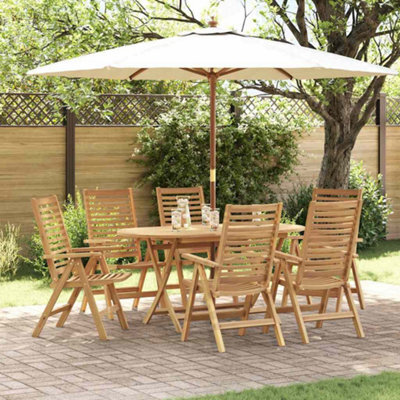 Berkfield Garden Dining Set 7 Pcs Brown Solid Teak Wood - image 1