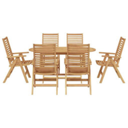 Berkfield Garden Dining Set 7 Pcs Brown Solid Teak Wood - thumbnail 7