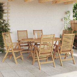 Berkfield Garden Dining Set 7 Pcs Brown Solid Teak Wood - thumbnail 4