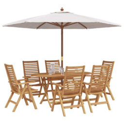 Berkfield Garden Dining Set 7 Pcs Brown Solid Teak Wood - thumbnail 3