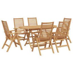 Berkfield Garden Dining Set 7 Pcs Brown Solid Teak Wood - thumbnail 2