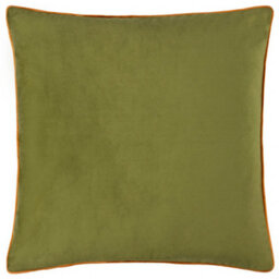 furn. Furn Meridian Velvet Polyester Filled Cushion, Olive/ginger, 45 X 45Cm