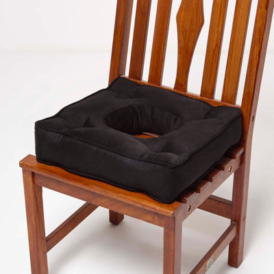 Homescapes Black Faux Suede Coccyx Cushion With Ties - image 1