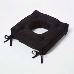 Homescapes Black Faux Suede Coccyx Cushion With Ties - thumbnail 2