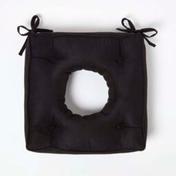 Homescapes Black Faux Suede Coccyx Cushion With Ties - thumbnail 3