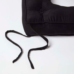 Homescapes Black Faux Suede Coccyx Cushion With Ties - thumbnail 4