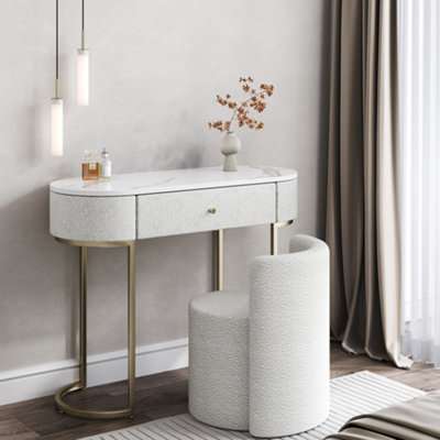 CARME Home Macy Bouclé Dressing Table With Lottie Bouclé Stool - image 1