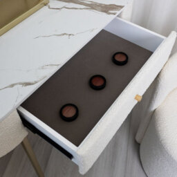CARME Home Macy Bouclé Dressing Table With Lottie Bouclé Stool - thumbnail 2