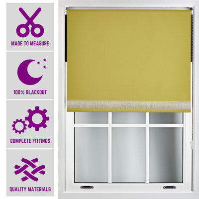 Furnished Diamante Edge Blackout Roller Blinds Made To Measure - Green (W)90Cm X (L)210Cm - image 1