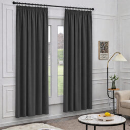 Oxford Homeware Grey 230 Gsm Blackout Curtain Thermal Insulated Pencil Pleat For Window Curtain Pair (W)168Cm X (L)137Cm - thumbnail 7