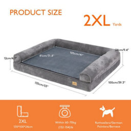 Bingopaw 2Xl Orthopedic Memory Foam Dog Bed Waterproof Pet Sofa Couch Removable Cover 135 X 100 X 12Cm - thumbnail 5