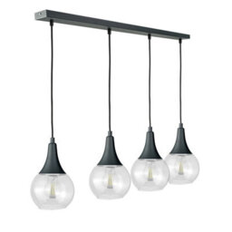 Luminosa Lighting Luminosa Lacrima Bar Pendant Ceiling Light Black Transparent Glass Shade 4X E27 - thumbnail 1
