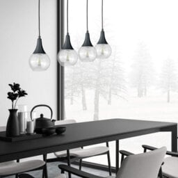 Luminosa Lighting Luminosa Lacrima Bar Pendant Ceiling Light Black Transparent Glass Shade 4X E27 - thumbnail 3