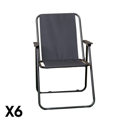 Samuel Alexander 6 Pack Black Lightweight Foldable Canvas Chair With Plastic Armrests - image 1