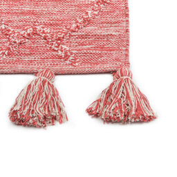 Wyld And Coco Hand-Tufted Cotton Rug 160 X 230 Cm Red And White - Thick Weave With Tassels - thumbnail 7