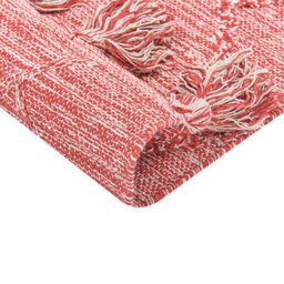 Wyld And Coco Hand-Tufted Cotton Rug 160 X 230 Cm Red And White - Thick Weave With Tassels - thumbnail 6