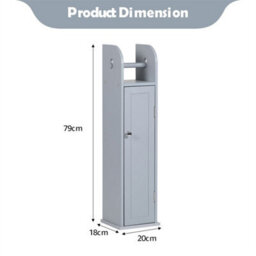 Grey Wood Free Standing Toilet Paper Roll Holder Bathroom Storage Cabinet - thumbnail 2