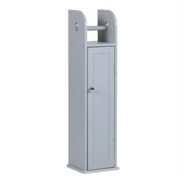 Grey Wood Free Standing Toilet Paper Roll Holder Bathroom Storage Cabinet