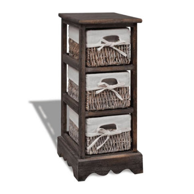 Berkfield Wooden Storage Rack 3 Weaving Baskets Brown - image 1