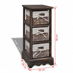 Berkfield Wooden Storage Rack 3 Weaving Baskets Brown - thumbnail 5