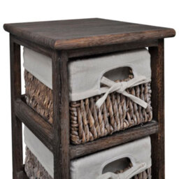 Berkfield Wooden Storage Rack 3 Weaving Baskets Brown - thumbnail 3