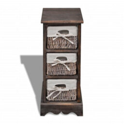 Berkfield Wooden Storage Rack 3 Weaving Baskets Brown - thumbnail 2